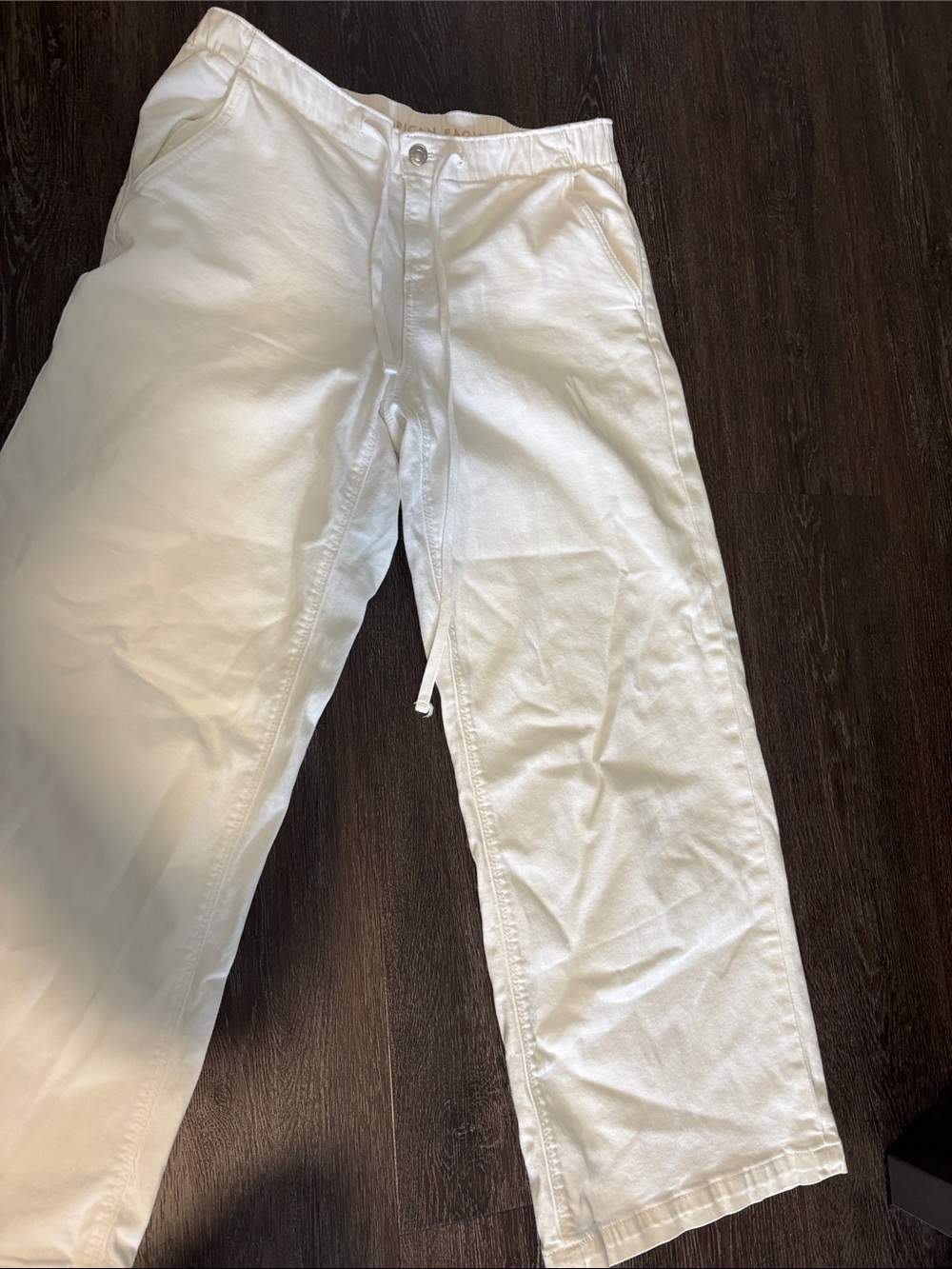 American Eagle Outfitters White Wide Leg Drawstring Pants
